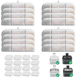 16 Packs Replacement Filters Compatible with Downy Paws Cat Water Fountain, Filter Replacement for DownyPaws 84oz/2.5L Fursink Wireless Pet Water Fountain DPWFP6 (16 Filters & 16 Sponges)