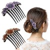 Yusier 2 PCS Flower Rhinestone Hair Comb for Women Hairpin