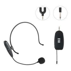 XTUGA Recargable Microfono Inalambrico Diadema, UHF Diadema con Microfono, Compatible con Teléfono/Mac/Portátil, Alcance de 40 m