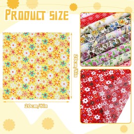 100 Pcs 8 x 8 Inch Cotton Fabric Bundle Pre Cut Quilt Squares Multi Color Printed Floral Square Patchwork Fabric Floral Printed Sewing Supplies for Quilting Patchwork, DIY Craft, Scrapbooking