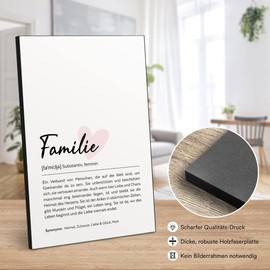 ARTFAVES® Word Explanation Family (Handwriting) | Definition Picture as a Gift | Wooden Sign with Saying on the Theme Family | Made of Thick Wooden Board, Requires No Frame