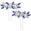 2Pcs Crystal Bridal Hair Pins, Rhinestone Royal Blue Hair Accessories,