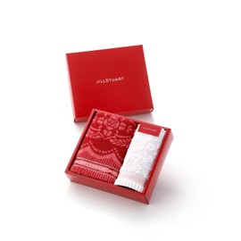 JILL STUART 58-3249150 Bonheur Towel Gift, Towel Handkerchief, 1 Face Towel, 1 Gift, Red, Boxed, Flower