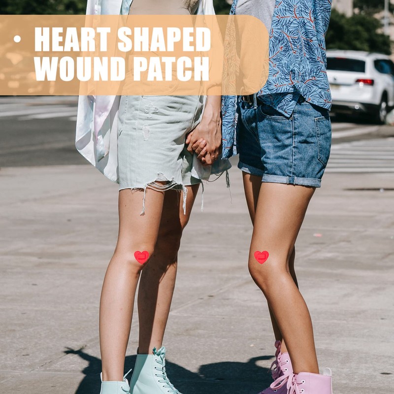 Heart-Shaped Bandages 25 Pcs Cute Adhesive First Aid Patch Stickers