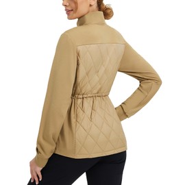 baleaf Women's Puffer Jackets Lightweight Winter Warm Stand Collar Water Resistant Golf Quilted Jacket 4 Pockets Brown XXL