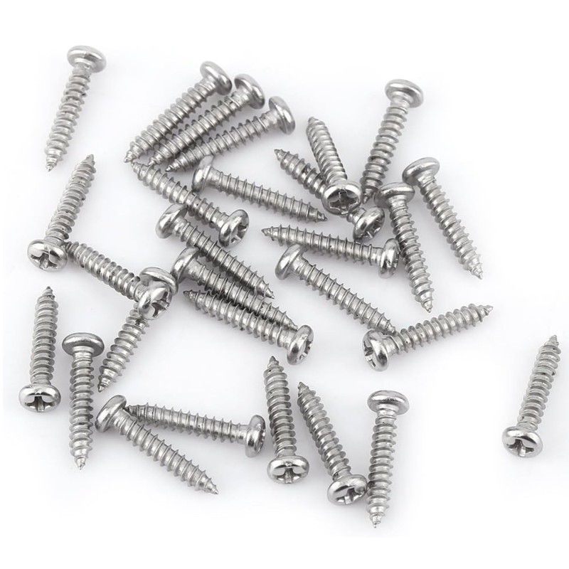 200PCS Self-Tapping Screws,304 Stainless Steel Round Head Tapping Screws,Full Threaded