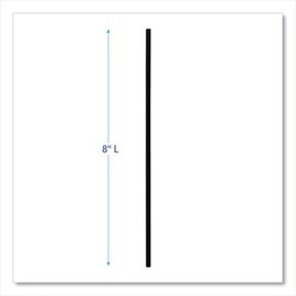 Boardwalk Cocktail Straws, 8", Polypropylene, Black, 5,000/Carton