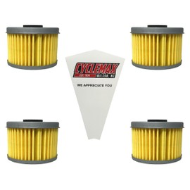 Cyclemax Four Pack compatible with Honda Oil Filter 15412-HM5-A10 Contains Four Filters and a Funnel