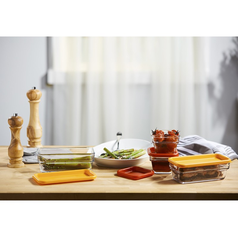 Libbey Stack It Medium Glass Storage Containers with Lids, Set