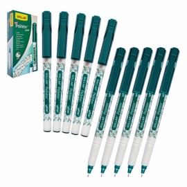 Fineliner Pens, GREEN, Ultra Fine Felt Point (0.3mm), Pack of 10, VAI-WOW Artist Fine Line Pens, Drawing Sketching Writing, iVAIDEX Black Ball Pen