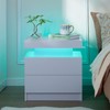 i-aplus i-aplus Nightstand Set of 2 LED Nightstand with 2 Drawers,Night Stand Set 2 with LED Light,Bedside Table with Drawers for Bedroom,White