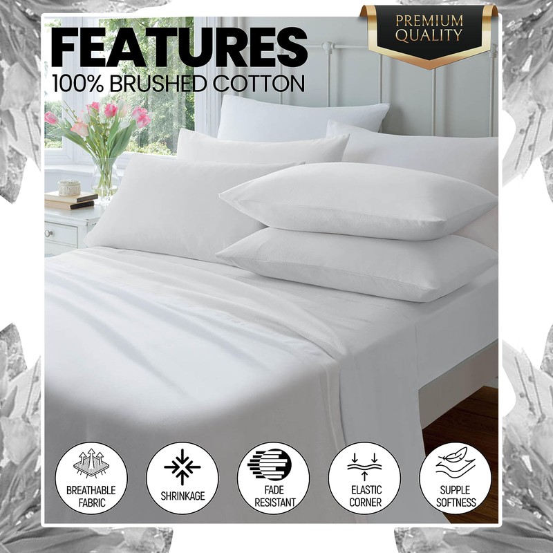 OLIVIA ROCCO Flannelette Fitted Sheets Super Soft Brushed Cotton Bed