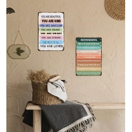 Positive Quotes You Are Loved You Are Beautiful 8"x12" Inspirational Decor Sign Gifts for Teen Girls Women Room, Encouragement Cheer Up Office Plaques, Gift for Coworker, Women, Friend, Employee