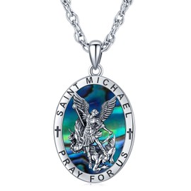 Odinstone Saint Michae/Saint Christopher Necklace, Sterling Silver 925 Pendant Men's Religious Jewellery for Men Women, Sterling Silver, No Gemstone