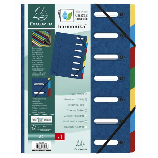 Exaconta 55072E Index File, 7 Dividers, Blue