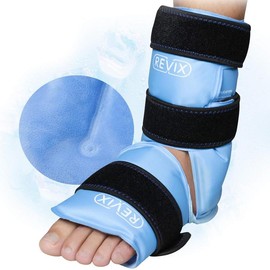 REVIX Full-Wrapped Foot Ankle Ice Pack with 3 Straps, Reusable Cold Packs for Ankle, Foot, Gel Ice Pack Long-lasting Cold - Color: Blue
