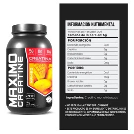 Creatina Monohidratada 1kg Maximo Protein 200 Porciones
