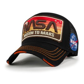 ililily Premium NASA Mission Patch Embroidery Structured Baseball Cap, Black Rectangle, X-Large