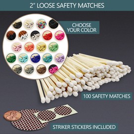 2" Choose Your Colors Safety Matches | Set of 100+ Bulk Artisan Matchsticks with Striker Stickers by Thankful Greetings| Select a Color - 100+ Matches | Custom for Your Home Decor, Gifts, & Events