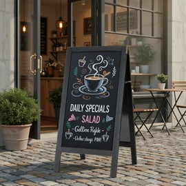 VOWNER Chalk Board Sign Board - Large 40×20” Magnetic Chalkboard Sign, Double-Sided Sandwich Board Outdoor, A Frame Blackboard for Cafés, Restaurant, Weddings, Black