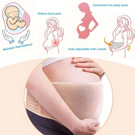 Checkzed Pregnancy Belt - Back Support Band for Maternity, All Stages of Pregnancy & Postpartum Belly Belt (Beige) - Gestation Belts Support for Mom Presents,Abdominal Binder