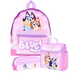 Bluey Rucksack-Set für Mädchen - 3-teiliges Schulranzen für Kinder und Kleinkinder mit Lunchbox und Federmäppchen