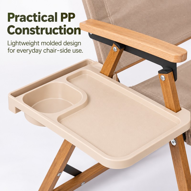 Camping Chair Side Tray with Cup Holder – Clip-On PP