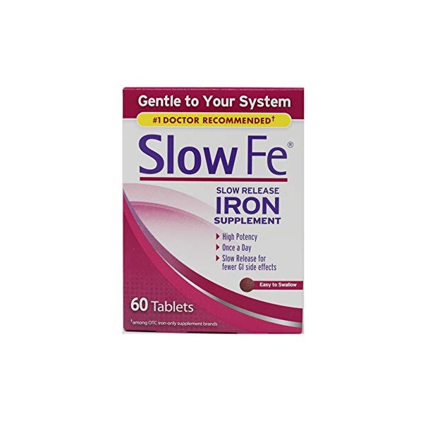 Slow Fe Iron Supplement Tablets, 60 Count Pack of 5
