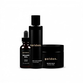 Golden Grooming Company Kit Barba Cuidado Completo Aceite Bálsamo Champú Totalmente Natural Suaviza Fortalece Nutre Cabello Piel Promueve Crecimiento