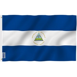 Anley Fly Breeze 3x5 Foot Nicaragua Flag - Vivid Color and Fade proof - Canvas Header and Double Stitched - Nicaraguan National Flags Polyester with Brass Grommets 3 X 5 Ft