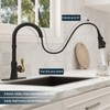 BWE Black Kitchen Faucet with Pull Down Sprayer and Gold
