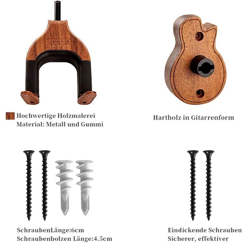 Neboic Guitars, auto-lock wall bracket,Guitar Holder for Wall, Solid Mahogany