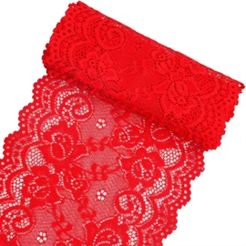 Kioiner 6 Inch Wide Lace Ribbon, 38.6 Inch Long Floral Pattern Lace Trim Ribbon for Crafting Dress Tablecloth Sewing Making Gift Wrapping Bridal Wedding Decorations (Red)