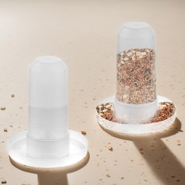 2 Pack Quail Plastic Food Feeder and Bird Water Dispenser Plastic for Quail Chick Parakeet Budgies Cockatiel Lovebird Small Birds (Transparent)