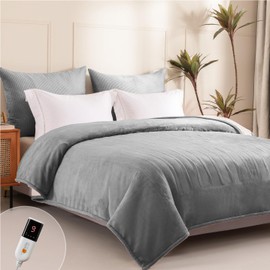 Templewet Heated Blanket Full Size - Single Controllers Electric Blanket Full with 9 Heat Settings & 10 Hour Auto Off,Overheat Protection,Machine Washable 72"x84"(Dark Gray)