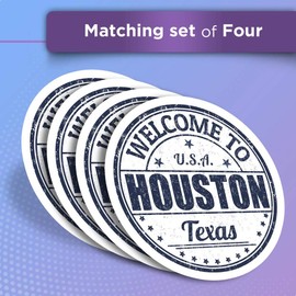 Vinyl Stickers (Set of 2) 10cm - Welcome to Houston Texas USA Travel Fun Decals for Laptops,Tablets,Luggage,Scrap Booking,Fridges #5222