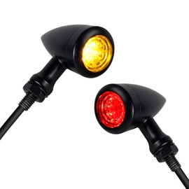 NTHREEAUTO - Señales de giro traseras para motocicleta, indicadores de bala, universales compatibles con Harley Sportster Dyna Iron 883, Honda Shadow Yahama Suzuki Kawasaki Chopper Bobber (bombillas de diodo)