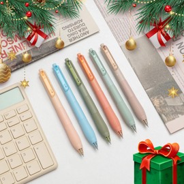 Linbsunne Gel Pens Black Ink Pens for Office 0.5mm Fine Point Pens Smooth Writing Retractable Work Pen (Macaron 12 pcs)