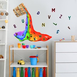 Condessacity Wall Sticker Color Rainbow Creative Novelty Wall Sticker Alphabet Sticker Painting Style Wallpaper Children's Room Nursery Children Bedroom Cute Wallpaper Removable Stylish Wall Sticker