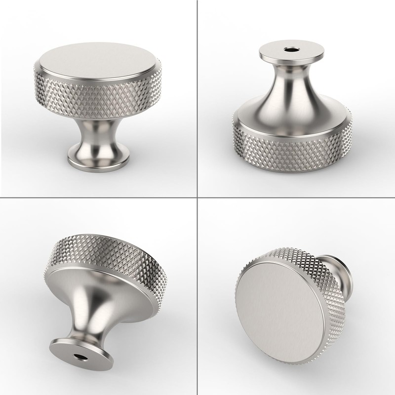 9BUILD 10 Pack Brushed Satin Nickel Cabinet Knobs Single Hole