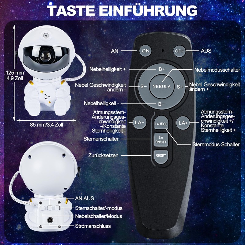 VIYSPNV Starry Sky Projector LED Astronaut Projector with 17 Nebula
