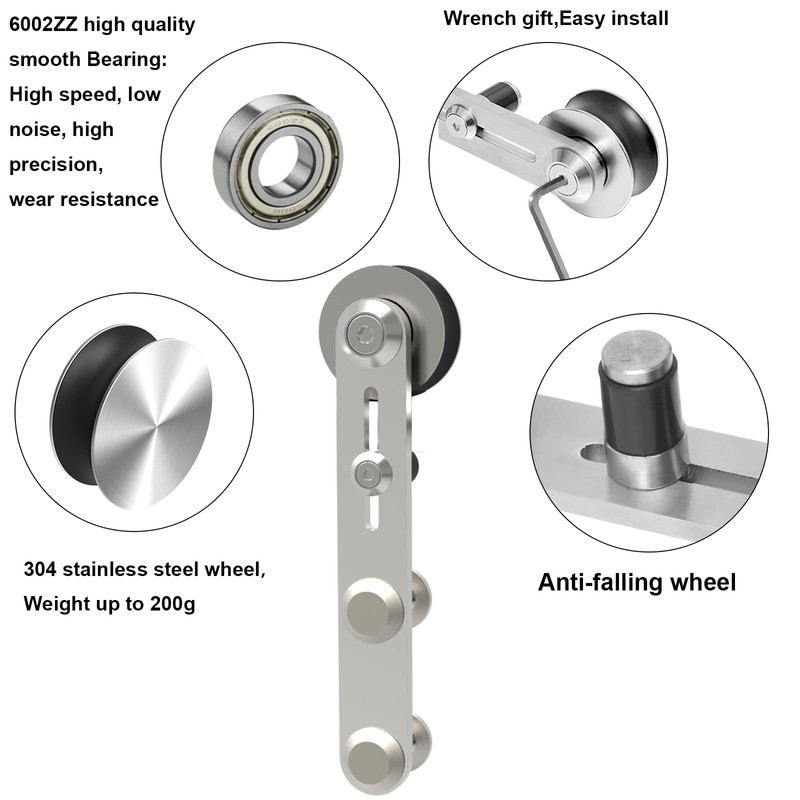 TSMST 5.5FT Sliding Barn Door Hardware Kit, Stainless Steel Heavy
