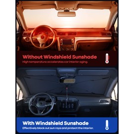Lamicall Lamicall Car Windshield Sunshade Umbrella - Foldable Car Windshield Sun Shade Cover, 5 Layers UV Block Coating, 52"x31" Front Window Heat Insulation Protection, for Auto Sedan, SUV Windshield