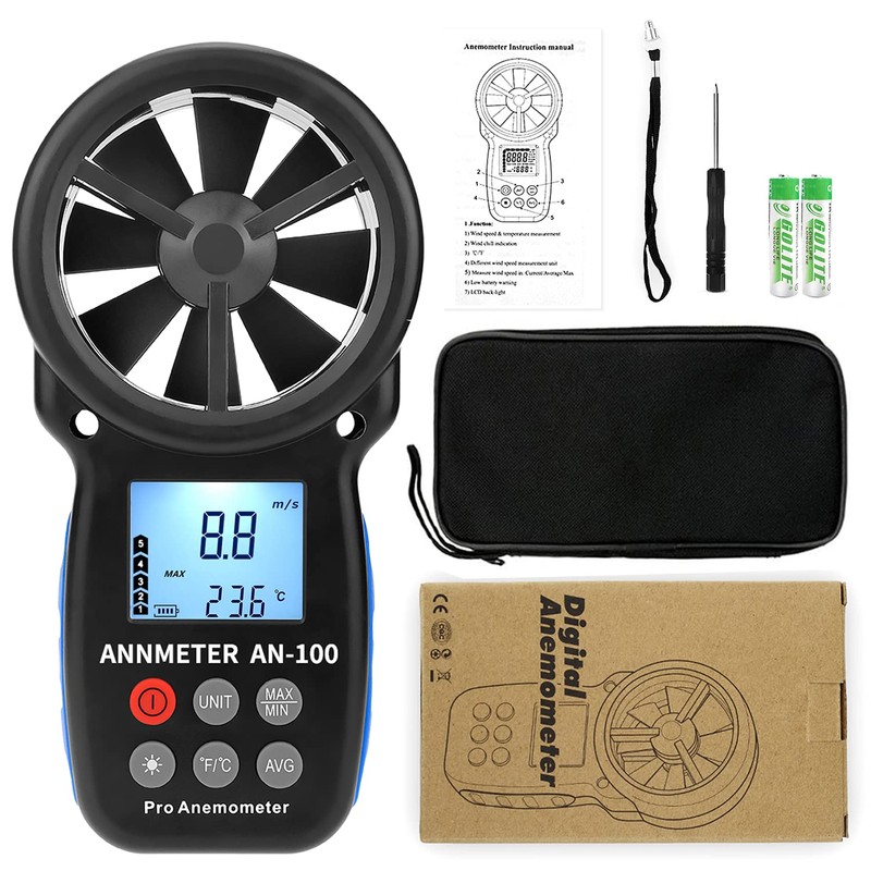 AIOMEST Handheld Wind Speed Meter Anemometer, Digtial Air Flow Tester