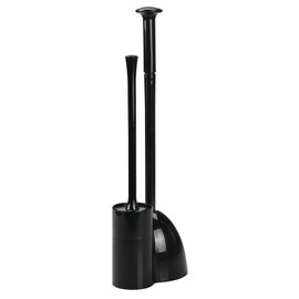 mDesign Hidden Plunger and Brush Set for Toilet Bowl - Combo with Holder Caddy - Aura Collection - Black