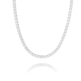 Lulu Mel Tennis Necklace for Women Men, 3/4/5mm Gold Plated Classic silver Tennis Chain Choker Necklace 16-24 Inches, Iced Out 5A Cubic Zirconia Stones Diamond Chain Lady Fashion Dainty Jewelry, 18