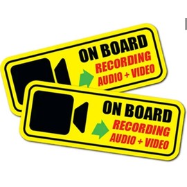 2 pcs Camera on Board Recording Safety Vigilance Sticker Warning, 6 inches - Security Alarm Window Car Theft Sticker Safety Decals