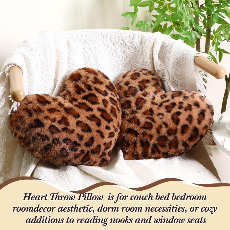 Fiwochic 2 Pack Leopard Throw Pillows, Small Heart Shaped Wedding