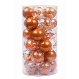 YYCRAFT Shatterproof Clear Plastic Christmas Ball Ornaments 6CM Xmas Balls Baubles Set with Stuffed Delicate Decorations (Orange)