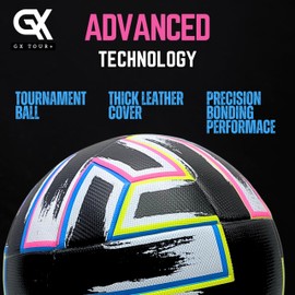 GX TOUR+ Thermo Bonded Polyurethane Soccer Ball Size 5 – Tournament Quality, All-Surface Play, Eco Leather Cover, Outdoor Sports, Premium Size 5 Soccer Ball for Training & Competitive Matches